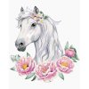 Diamantové maľovanie - BIELÝ KÔN S PIVÓNIAMI (Rámovanie bez rámu a bez vypnutia plátna, Rozmer 40x50 cm)