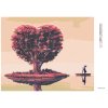 Diamantové maľovanie - STROM V TVARE SRDCA NA OSTROVČEKU (Rámovanie bez rámu a bez vypnutia plátna, Rozmer 40x50 cm)