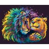 Diamantové maľovanie - LEV A LEVICA VO FARBÁCH (Rámovanie bez rámu a bez vypnutia plátna, Rozmer 40x50 cm)
