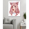 Diamantové maľovanie - ANIME DIEVČA S RUŽOVÝMI VLASMI (Rámovanie bez rámu a bez vypnutia plátna, Rozmer 40x50 cm)