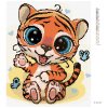 Diamantové maľovanie - MALÝ TIGER S MOTÝĽMI (Rámovanie bez rámu a bez vypnutia plátna, Rozmer 40x50 cm)