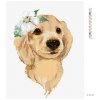 Diamantové maľovanie - ROZTOMILÝ PES A BIELA KVETINA (Rámovanie bez rámu a bez vypnutia plátna, Rozmer 40x50 cm)