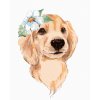 Diamantové maľovanie - ROZTOMILÝ PES A BIELA KVETINA (Rámovanie bez rámu a bez vypnutia plátna, Rozmer 40x50 cm)