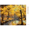 Diamantové maľovanie - JESENNÝ LES A RIEKA (Rámovanie bez rámu a bez vypnutia plátna, Rozmer 40x50 cm)