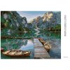 Diamantové maľovanie - LOĎKY NA HORSKOM JAZERE (Rámovanie bez rámu a bez vypnutia plátna, Rozmer 40x50 cm)