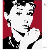 Diamantové maľovanie - AUDREY HEPBURN NA ČERVENOM POZADÍ (Rámovanie bez rámu a bez vypnutia plátna, Rozmer 40x50 cm)