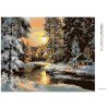 Diamantové maľovanie - ZÁPAD SLNKA NAD LESOM (Rámovanie bez rámu a bez vypnutia plátna, Rozmer 40x50 cm)