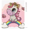 Diamantové maľovanie - MALÝ JEDNOROŽEC A DÚHA (Rámovanie bez rámu a bez vypnutia plátna, Rozmer 40x50 cm)