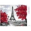 Diamantové maľovanie - EIFFELOVA VEŽA A ČERVENÉ STROMY (Rámovanie bez rámu a bez vypnutia plátna, Rozmer 40x50 cm)