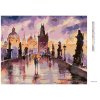 Diamantové maľovanie - KARLOV MOST V DAŽDI (Rámovanie bez rámu a bez vypnutia plátna, Rozmer 40x50 cm)