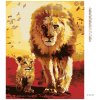 Diamantové maľovanie - KRÁČAJÚCI LEV S LEVÍČATKOM (Rámovanie bez rámu a bez vypnutia plátna, Rozmer 40x50 cm)
