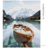 Diamantové maľovanie - DREVENÁ LOĎKA NA ALPSKOM JAZERE (Rámovanie bez rámu a bez vypnutia plátna, Rozmer 40x50 cm)