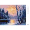 Diamantové maľovanie - ZIMNÁ RIEKA A HOLÉ STROMY (Rámovanie bez rámu a bez vypnutia plátna, Rozmer 40x50 cm)