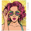 Diamantové maľovanie - POP-ART ŽENA S RUŽOVÝMI VLASMI (Rámovanie bez rámu a bez vypnutia plátna, Rozmer 40x50 cm)
