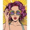 Diamantové maľovanie - POP-ART ŽENA S RUŽOVÝMI VLASMI (Rámovanie bez rámu a bez vypnutia plátna, Rozmer 40x50 cm)