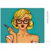 Diamantové maľovanie - POP-ART BLONDÝNA S RÚŽOM (Rámovanie bez rámu a bez vypnutia plátna, Rozmer 40x50 cm)