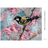 Diamantové maľovanie - VTÁČIK A RUŽOVÉ KVETY (Rámovanie bez rámu a bez vypnutia plátna, Rozmer 40x50 cm)
