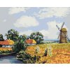 Diamantové maľovanie - POĽNÁ KRAJINA S MLYNOM (Rámovanie bez rámu a bez vypnutia plátna, Rozmer 40x50 cm)