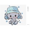 Diamantové maľovanie - MALÝ SLON S ČAPICOU (Rámovanie bez rámu a bez vypnutia plátna, Rozmer 40x50 cm)