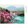 Diamantové maľovanie - ROZKVITNUTÉ KVETY PRI RIEKE (Rámovanie bez rámu a bez vypnutia plátna, Rozmer 40x50 cm)