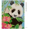 Diamantové maľovanie - PANDA S BAMBUSOM A KVETMI (Rámovanie bez rámu a bez vypnutia plátna, Rozmer 40x50 cm)