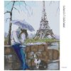 Diamantové maľovanie - MILENCI SO PSOM PRI EIFFELOVKE (Rámovanie bez rámu a bez vypnutia plátna, Rozmer 40x50 cm)