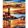 Diamantové maľovanie - MAJÁK A PLACHETNICE (Rámovanie bez rámu a bez vypnutia plátna, Rozmer 40x50 cm)
