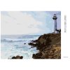 Diamantové maľovanie - MAJÁK NA SKALE A VLNY (Rámovanie bez rámu a bez vypnutia plátna, Rozmer 40x50 cm)