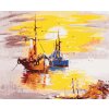 Diamantové maľovanie - MAĽOVANÉ LODE A ZÁPAD SLNKA (Rámovanie bez rámu a bez vypnutia plátna, Rozmer 40x50 cm)