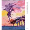 Diamantové maľovanie - FIALOVÝ DRAK A ZÁPAD SLNKA (Rámovanie bez rámu a bez vypnutia plátna, Rozmer 40x50 cm)
