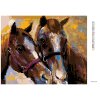 Diamantové maľovanie - DVA HNEDÉ KONE (Rámovanie bez rámu a bez vypnutia plátna, Rozmer 40x50 cm)