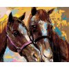 Diamantové maľovanie - DVA HNEDÉ KONE (Rámovanie bez rámu a bez vypnutia plátna, Rozmer 40x50 cm)