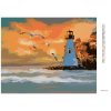 Diamantové maľovanie - ZÁPAD SLNKA A MAJÁK (Rámovanie bez rámu a bez vypnutia plátna, Rozmer 40x50 cm)