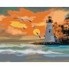 Diamantové maľovanie - ZÁPAD SLNKA A MAJÁK (Rámovanie bez rámu a bez vypnutia plátna, Rozmer 40x50 cm)