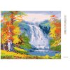 Diamantové maľovanie - VODOPÁD V JESENNOM LESE (Rámovanie bez rámu a bez vypnutia plátna, Rozmer 40x50 cm)