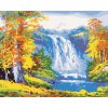 Diamantové maľovanie - VODOPÁD V JESENNOM LESE (Rámovanie bez rámu a bez vypnutia plátna, Rozmer 40x50 cm)