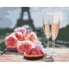 Diamantové maľovanie - POHÁRE A RUŽE V PARÍŽI A EIFFELOVA VEŽA (Rámovanie bez rámu a bez vypnutia plátna, Rozmer 40x50 cm)