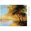 Diamantové maľovanie - RIEKA V JARNOM LESE A ZÁPAD SLNKA (Rámovanie bez rámu a bez vypnutia plátna, Rozmer 40x50 cm)