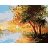 Diamantové maľovanie - RIEKA V JARNOM LESE A ZÁPAD SLNKA (Rámovanie bez rámu a bez vypnutia plátna, Rozmer 40x50 cm)