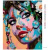 Diamantové maľovanie - POP-ART PORTRÉT ŽENY S KVETMI (Rámovanie bez rámu a bez vypnutia plátna, Rozmer 40x50 cm)