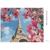 Diamantové maľovanie - PARÍŽ A MAGNÓLIE (Rámovanie bez rámu a bez vypnutia plátna, Rozmer 40x50 cm)