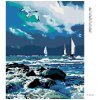 Diamantové maľovanie - PLACHETNICE NA MORI A LETIACA ČAJKA (Rámovanie bez rámu a bez vypnutia plátna, Rozmer 40x50 cm)