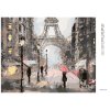 Diamantové maľovanie - PARÍŽ A ĽUDIA S RUŽOVÝMI DÁŽDNIKMI (Rámovanie bez rámu a bez vypnutia plátna, Rozmer 40x50 cm)