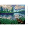 Diamantové maľovanie - LESNÁ KRAJINA S LOĎKOU (Rámovanie bez rámu a bez vypnutia plátna, Rozmer 40x50 cm)