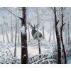 Diamantové maľovanie - JELEŇ V ZASNEŽENOM LESE (Rámovanie bez rámu a bez vypnutia plátna, Rozmer 40x50 cm)