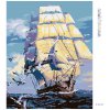 Diamantové maľovanie - LOĎ A ČAJKY NA MORI (Rámovanie bez rámu a bez vypnutia plátna, Rozmer 40x50 cm)