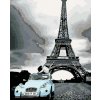 Diamantové maľovanie - EIFFELOVKA S MODRÝM AUTOM (Rámovanie bez rámu a bez vypnutia plátna, Rozmer 40x50 cm)