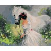 Diamantové maľovanie - DIEVČA V BIELÝCH ŠATÁCH A KÔŇ (Rámovanie bez rámu a bez vypnutia plátna, Rozmer 40x50 cm)