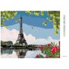 Diamantové maľovanie - EIFFELOVA VEŽA POHĽAD OD RIEKY (Rámovanie bez rámu a bez vypnutia plátna, Rozmer 40x50 cm)