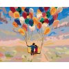 Diamantové maľovanie - LETIACI PÁR S BALÓNIKMI (Rámovanie bez rámu a bez vypnutia plátna, Rozmer 40x50 cm)